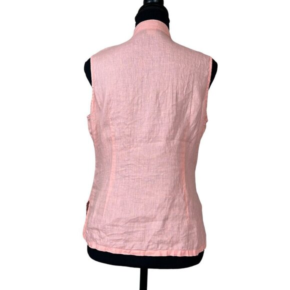 Sarah Spencer Peach Linen Button Front Blouse Size M - Picture 2 of 7